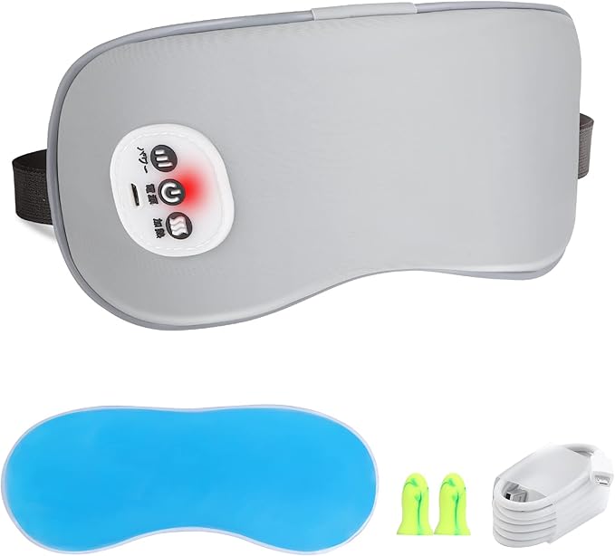 SandKing Wireless Heated Eye Massager with Cooling Eye Pad, Vibrating Heating Sleeping Mask for Men Women Kids -USB Charing Heated Eye Mask Electric for Dry Eyes, Relax,Travel