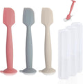 Diaper Spatula with Case, 3 Pack Baby Diaper Cream spatulas with 3 Storage Boxes, Soft Silicone Diaper Cream Applicator Butt Paste Spatula with Suction Base Full Size