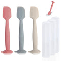 MAIKKB Diaper Spatula with Case, 3 Pack Baby Diaper Cream spatulas with 3 Storage Boxes, Soft Silicone Diaper Cream Applicator Butt Paste Spatula with Suction Base Full Size