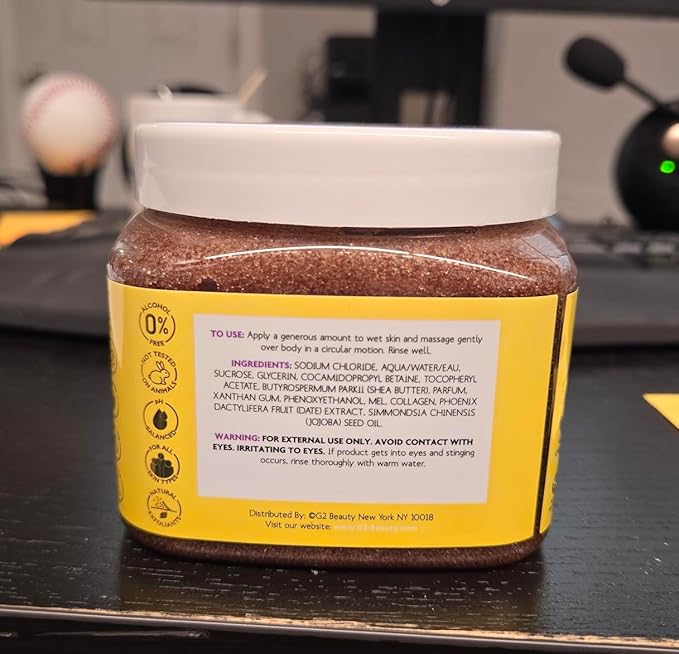 The Spathecary Brown Sugar & Honey Body Scrub - Exfoliating & Hydrating Sugar Scrub With Collagen and Dates to Help Revive, Smooth, and Soften For Radiant Skin, Body Care Exfoliator & Cleanser, 21 oz