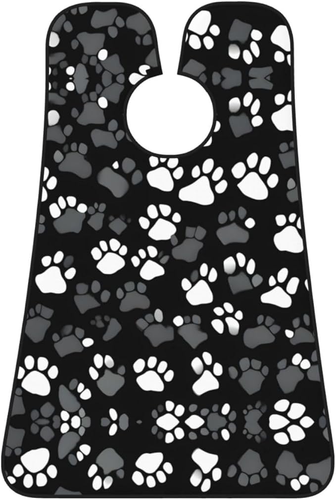 Black And White Paw Print Print Beard Bib Apron For Men, Beard Hair Catcher For Men Shaving Trimming,Beard Cape Cloth