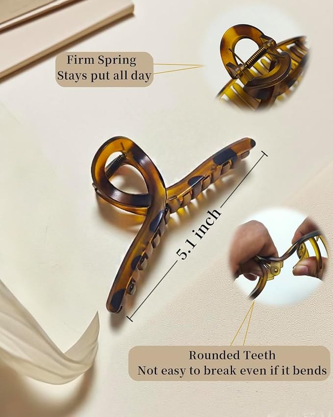 Nalodu 5 Inch Hair Claw Clips Extra Large No Slip Big Matte XL Clip for Thick Curly Long Hair Women, 4 Pack