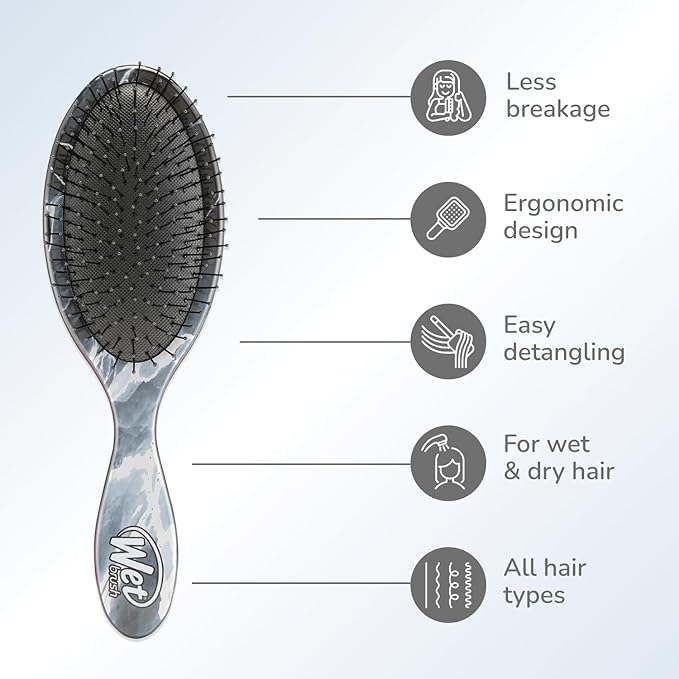 Wet Brush Original Detangler Brush - Metallic Marble, Onyx - All Hair Types - Ultra-Soft IntelliFlex Bristles Glide Through Tangles with Ease - Pain-Free Comb for Men, Women, Boys and Girls