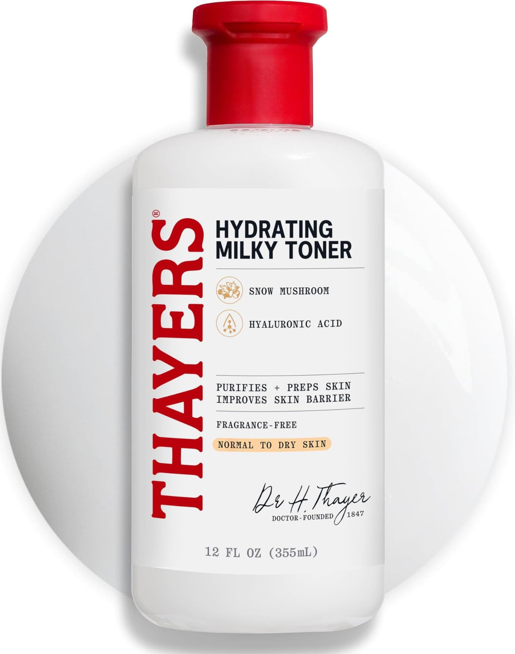 THAYERS Milky Hydrating Face Toner with Snow Mushroom Tremella, 12 Fl Oz