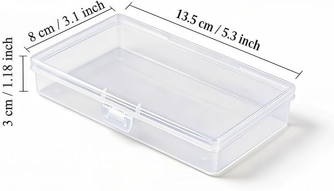 12 Pack Rectangular Clear Plastic Storage Containers Box with Hinged Lid for Beads and Other Small Craft Items (5.3 x 3.1 x 1.18 inch)