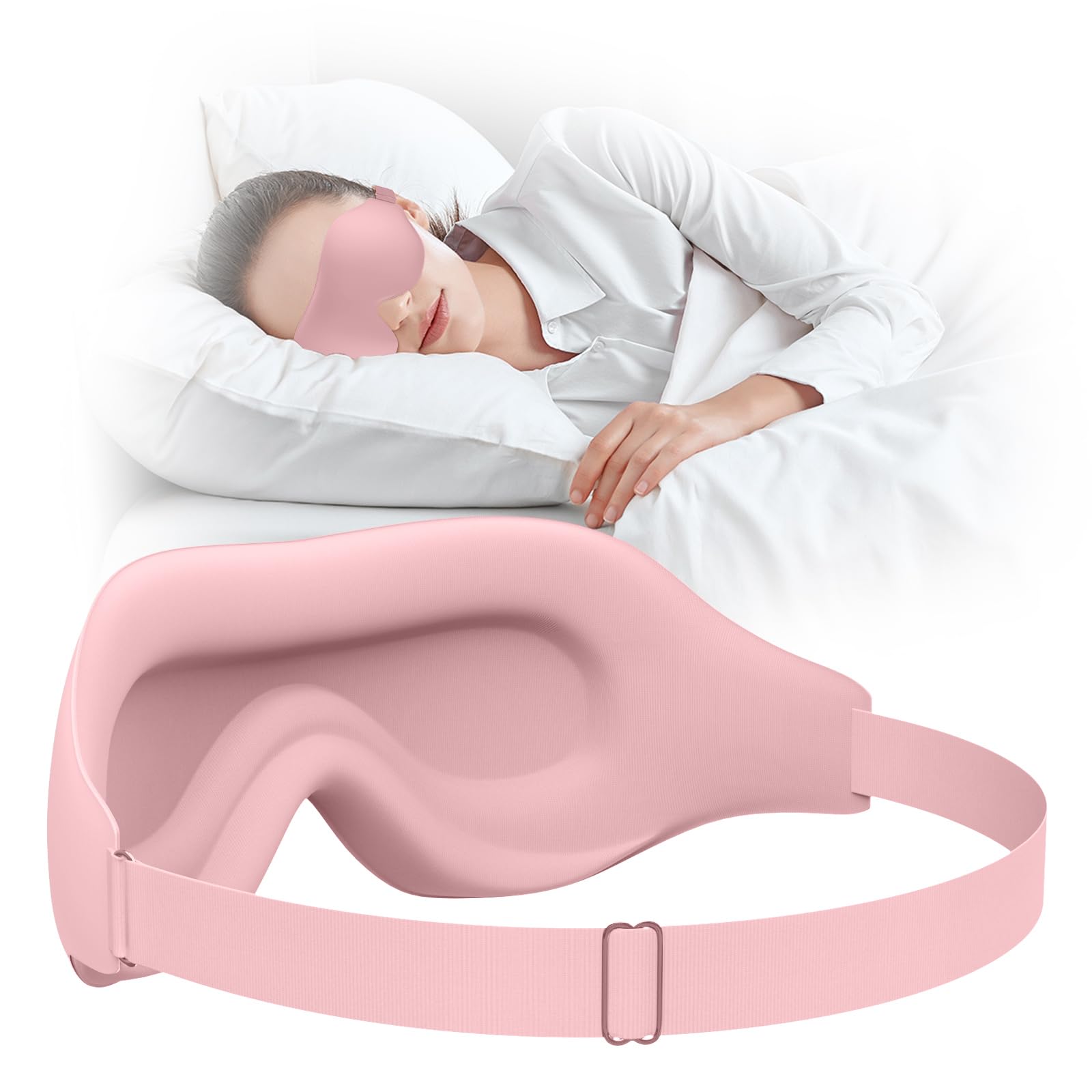 Sleep Mask, EVA BELLE Eye Mask for Men Women, Zero Pressure 3D Sleeping Mask, Cool Super Smooth Light Blocking Soft Eye Shade Cover Memory Foam, Lightweight for Home Travel Use