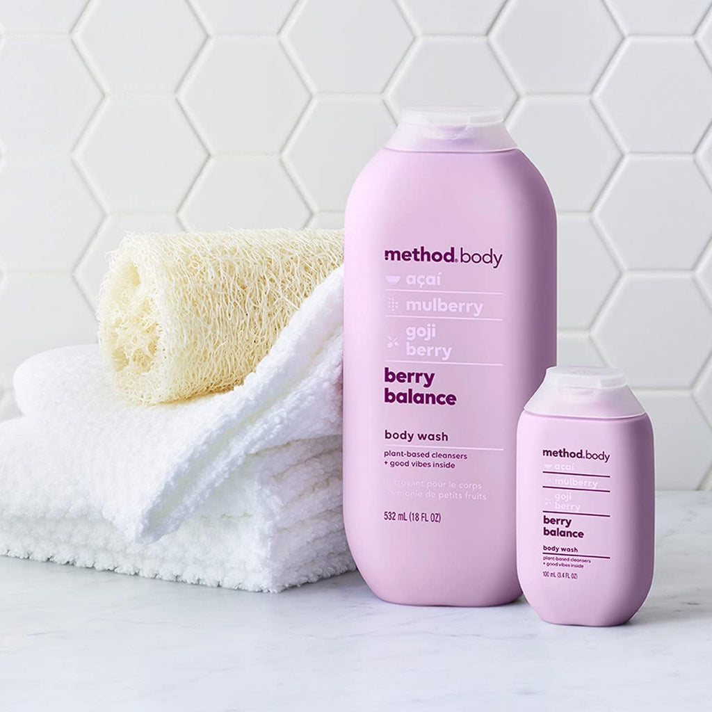 method Body Wash, Berry Balance - Leaves Skin Feeling Soft & Moisturized, Made Without Parabens, Notes of Acai, Mulberry & Goji Berry, 18 fl oz