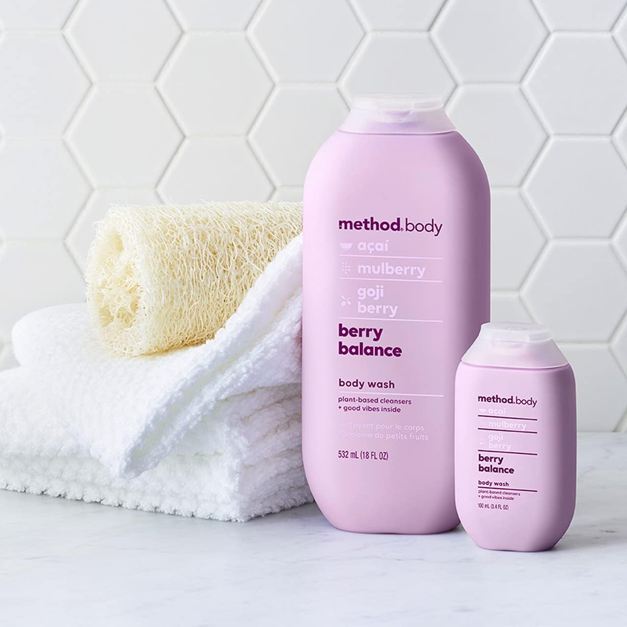 method Body Wash, Berry Balance - Leaves Skin Feeling Soft & Moisturized, Made Without Parabens, Notes of Acai, Mulberry & Goji Berry, 18 fl oz