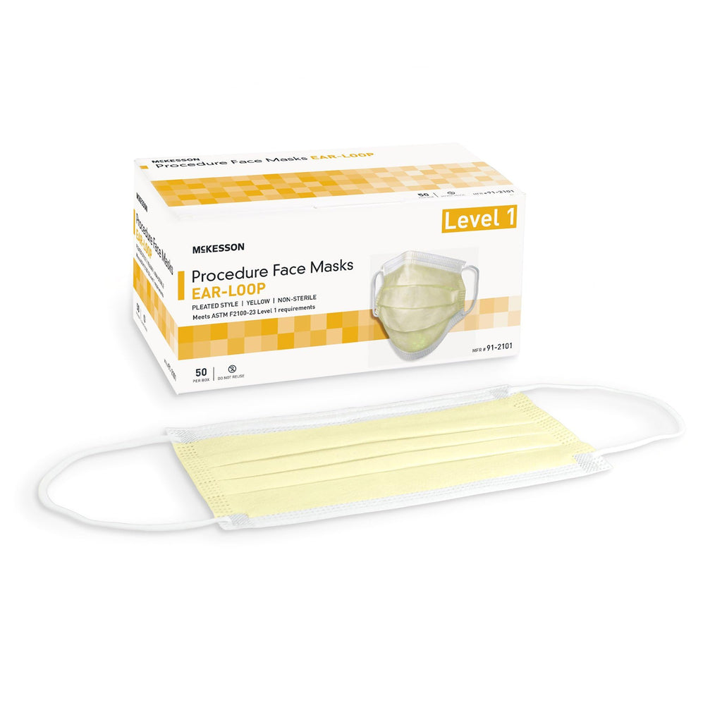 McKesson Medical Face Masks, Level 1, Non-Sterile, 7 x 3.75 in, 50 ct