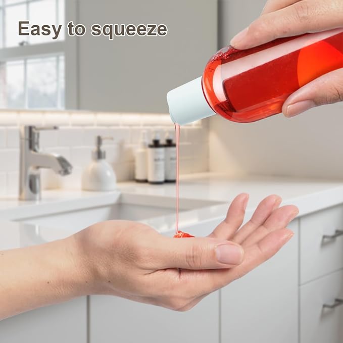 ZLEVEAYN 2 Pack 8 oz Clear Plastic Bottles with White Disc Caps Refillable Empty Squeeze Containers Cosmetic Bottles for Toiletries Conditioner Shampoo Lotions Gels