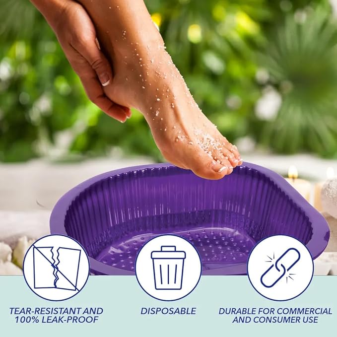 ForPro Universal Pedi Bath Liners - 50% THICKER - Fit Footsie Bath Plus Foot Bath, Disposable Pedicure Foot Tub Liners for Foot Spa Basins & Foot Bath Soaks, Purple, 50-Count