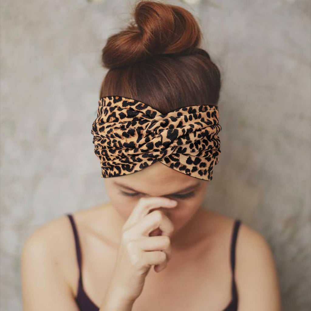 DRESHOW 4 Pack Turban Headbands for Women Wide Vintage Head Wraps Knotted Cute Hair Band Accessories