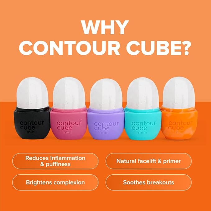 Contour Cube Original - Ice Roller for Sculpting & De-Puffing - Face Ice Roller & Massager with BPA-Free Silicone - Ice Mold for Face - Skin Care Tools for Daily Skincare (180ml) - Peach