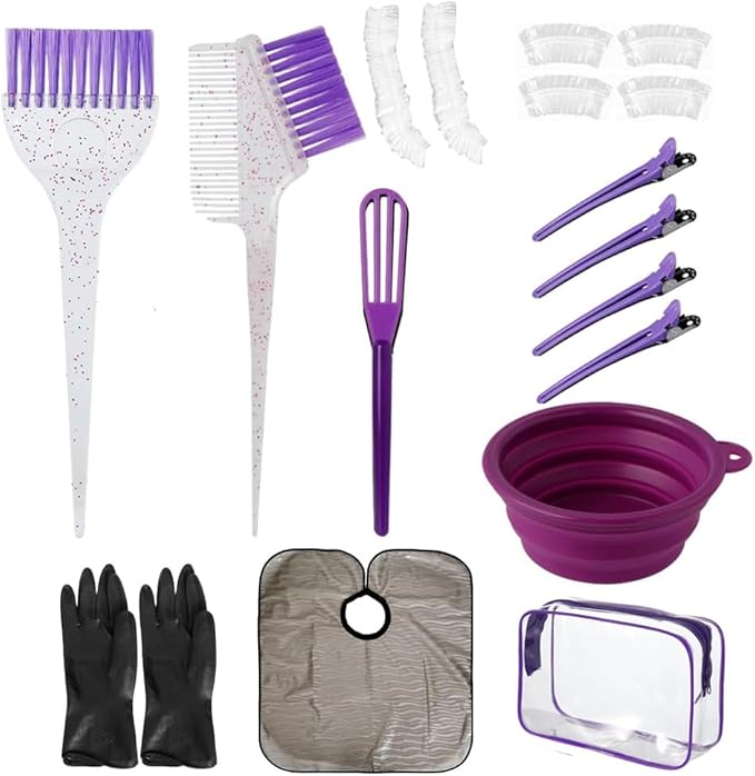 MOONMINI Hair Dye Color Brush and Bowl Set, Color Bowl Brushes Tool Mixing Bowl Kit Tint Comb for Hair Tint Dying Coloring Applicator (Pink&Black)