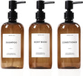 HOMCDALY Shampoo and Conditioner Dispenser, 21oz 3-Pack Refillable Shampoo and Conditioner Bottles, Shower Soap Bottles with Pump and Labels, Bathroom Shower Dispenser（21oz-Brown）