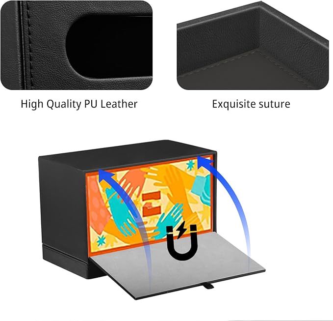 PU Leather Tissue Box Cover Rectangle with Detachable Storage Tray,Fits 230-Count Box Tall Rectangular,Modern Decorative Tissue Box Holder/Organizer for Bathroom,Bedroom Dresser,Night Stand