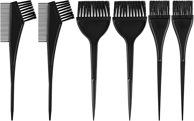 oruola 6pcs Hair Dye Brushes, Hair Coloring Brush, Professional Salon Color Brushes for Hairs Stylist,3 Styles Hairs Tint Dyeing Brush Set for Coloring and Dyeing