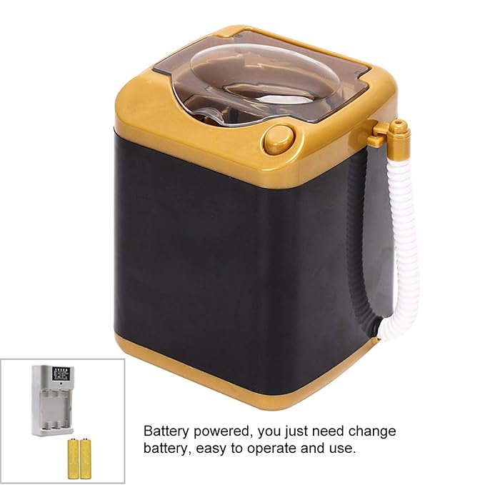 Washing Machine,Mini Electric Mini Washing Machine for Make up Brushes, Simulation Plastic Automatic Quick Drying Cleaning Machine for Women Girls for Sponge Powder Puff Toy