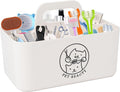 Minimalist White Dog Cat Grooming Supplies Organizer, Portable Caddy with 5 Compartments