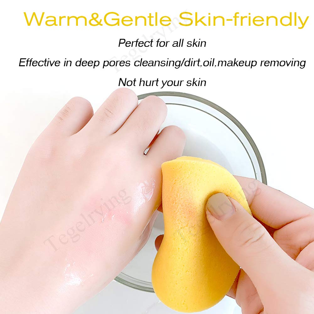 Facial Sponge Compressed,120 Count PVA Professional Makeup Removal Round Face Wash Sponges Spa Pads Exfoliating Cleansing for Women,Yellow,Pink