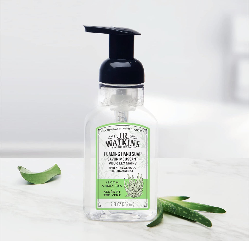 J.R. Watkins Foam Hand Soap Dispenser 3 Pack, Aloe & Green Tea, 9 fl oz