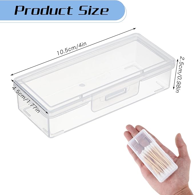 YBEATY 4 Pcs Cotton Swab Holder for Travel Portable Small Dental Floss Picks Case Clear Plastic Buds Storage Containers Box with Dustproof Lid for Ear Cosmetics Makeup Remover Nail Polish Remover