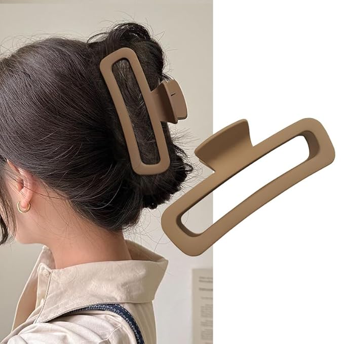Nalodu 5 Inch Large Hair Claw Clips, No Slip Matte Square XL Hair Clips for Thick Long Curly Hair, Women's Big Rectangle Strong Clips, 4 Pack