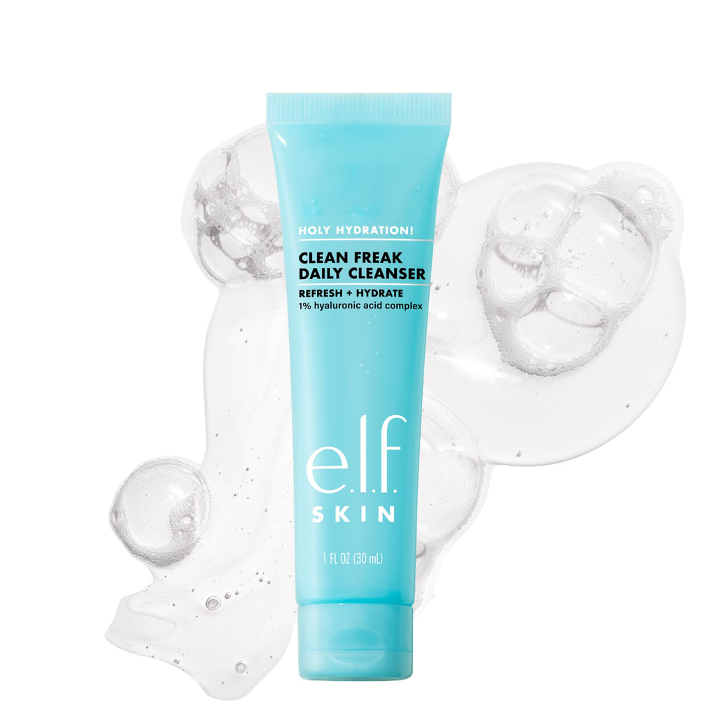 e.l.f. SKIN Holy Hydration! Clean Freak Daily Cleanser Mini, Gentle Hydrating Face Cleanser, Made With Hyaluronic Acid, Vegan & Cruelty-Free, 1 fl oz
