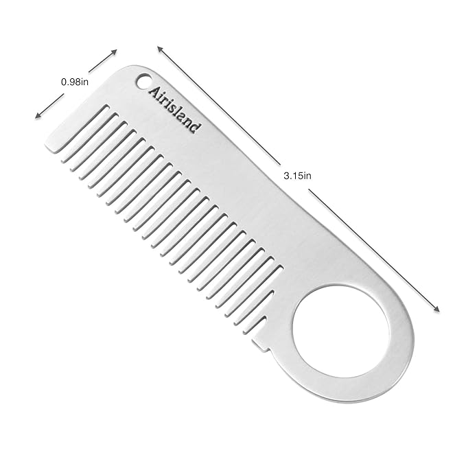 Airisland Stainless Steel Keychain Comb Small Pocket Comb Mini Anti-static Beard Mustache Comb 3.15 inches