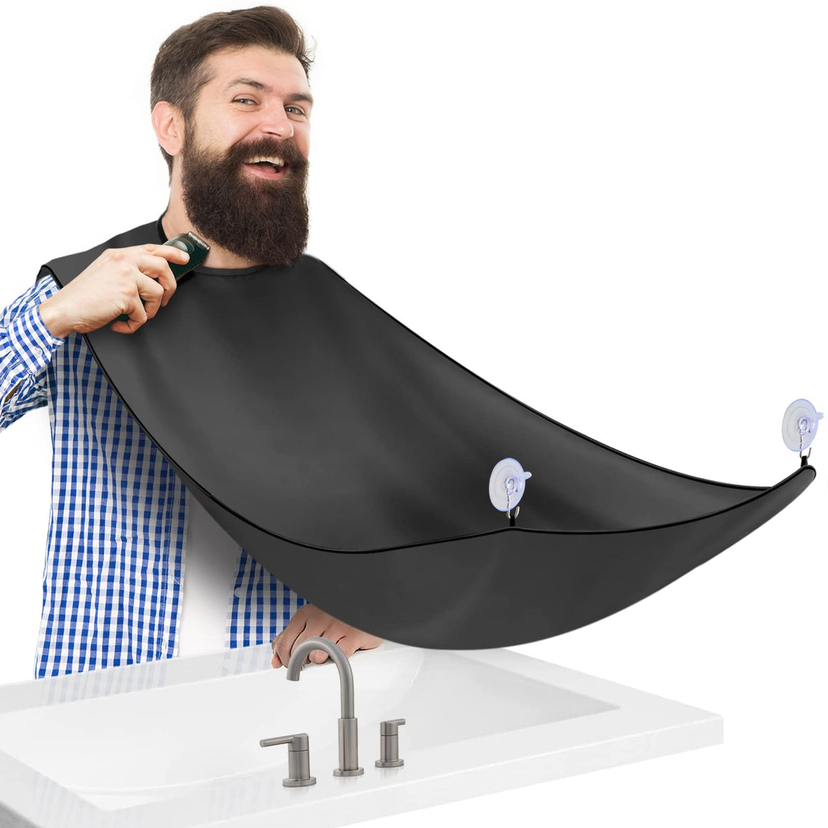 HUPBIPY Beard Bib Apron Hair Catcher for Shaving Non-Stick Shave Cape Grooming Accessories Gifts for Men Husband Father