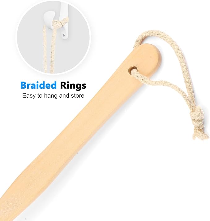 FORENEE White Loofah on a Stick, PE Mesh Back Scrubber with Wood Handle