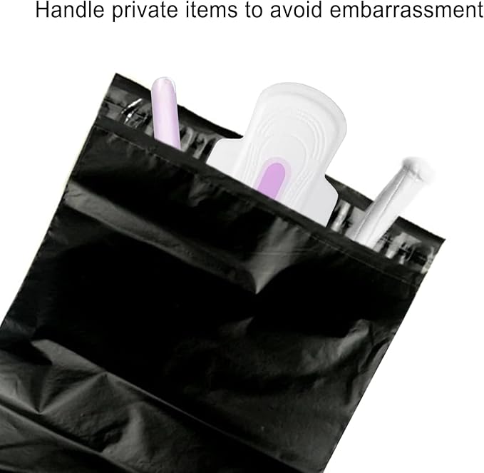 Hipruict Sanitary Napkin Disposal Bags - 200 Pcs, Privacy Protection, Self-sealing, Women's Tampons - Black
