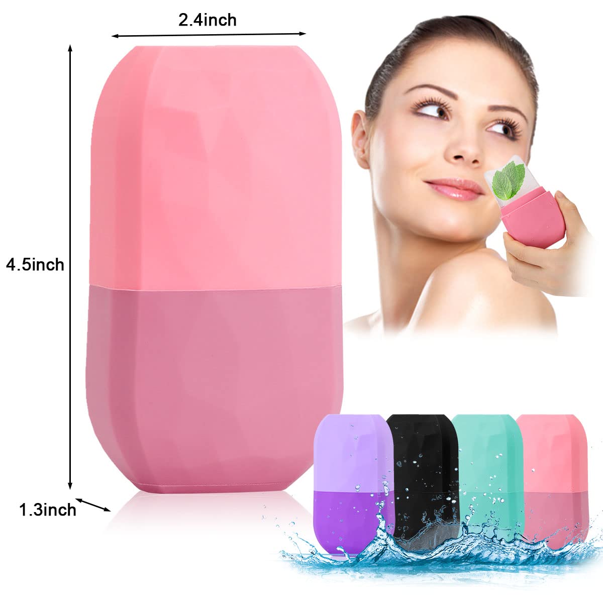Ice Roller for Face and Eye, Upgraded Ice Face Roller Facial Beauty Ice Roller Skin Care Tools, Ice Facial Roller Gua Sha Face Massage, Silicone Ice Mould for Face Beauty Remove Fine Lines (Purple)