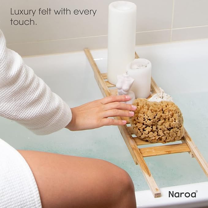 Naroa Massage Natural Shower Sponge | Unbleached Body Scrubber Puff | Bath Sea Loofah for Healthy Skin | Sustainable Plastic Free (Medium)