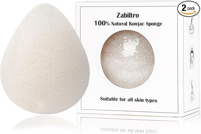 Natural Walnut Konjac Facial Sponges - Waterdrop- for Gentle Face Cleansing and Exfoliation Eco-Friendly - Skincare Face Body Washing Cleaning - with White Pure Konjac,1pc.