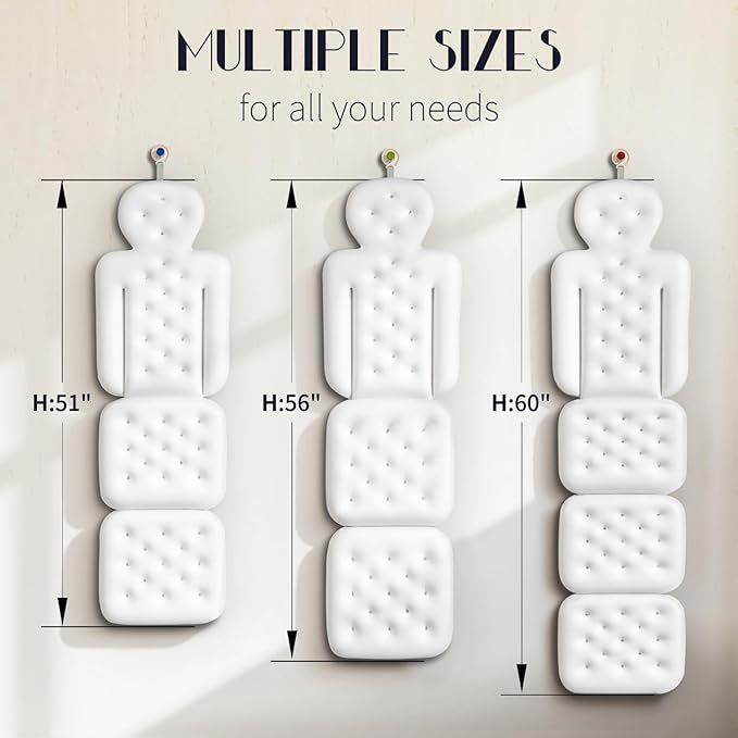 Full Body Bath Pillow for Bathtub, Thick Bathtub Cushion, Luxury Tub Pillow for Bath for Headrest Neck and Back Support White 51" x 16"