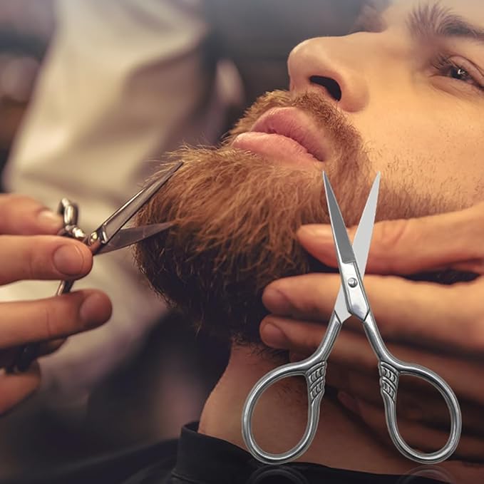 Beard Brush and Comb Set with Mustache Scissors Grooming Kit, Natural Boar Bristle, Dual Action Wood Comb, Dual Side Brush for Men's Facial Hair, Travel Bag