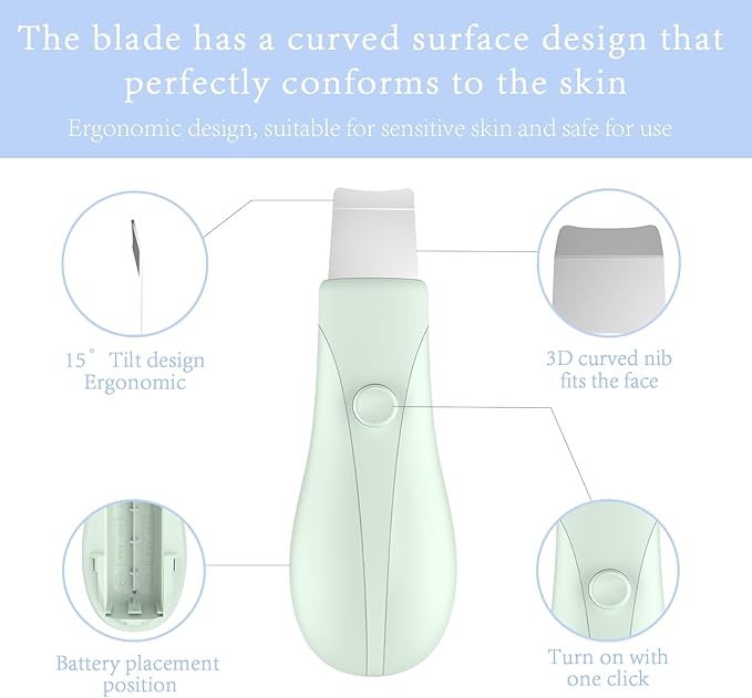 Skin Scrubber Face Spatula Skin Spatula Pore Cleaner Blackhead Remover Tools for Facial Deep Cleansing Skin Care Tool for Men and Women (Green)