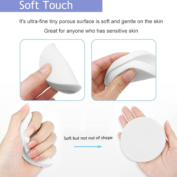 Tegelrying Facial Sponge Compressed,60 Pcs PVA Professional Makeup Removal Wash Round Face Sponges Spa Pads Exfoliating Cleansing for Women,White
