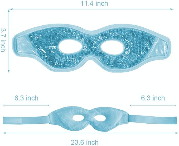 Ruzzut Cooling Gel Eye Mask with Eye Holes, 2 PCS Cold Eye Packs for Puffiness & Swelling, Reusable Hot Cold Compress Heat Ice Gel Pack, Green and Blue