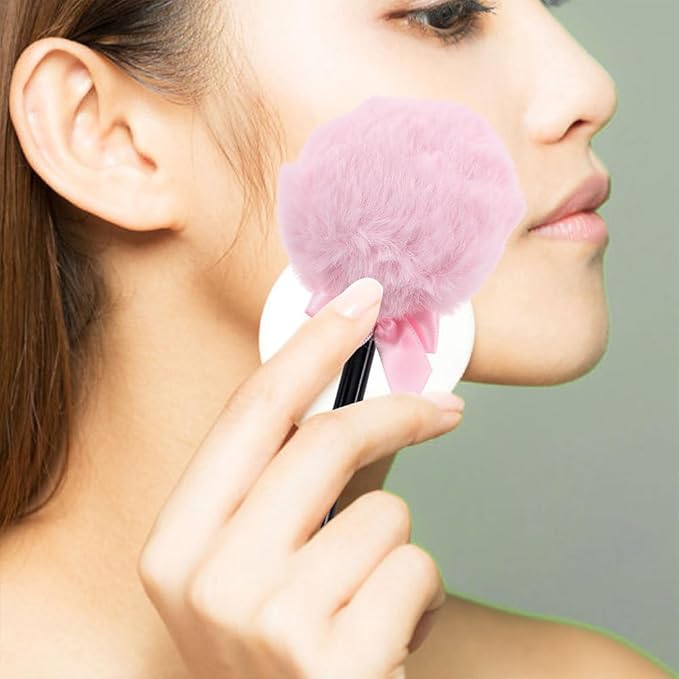 WOFASHPURET Lollipop Shaped Powder Puff Fluffy Body Powder Puff with Long Handle Soft Makeup Applicator for Loose Setting Face and Body Use Daily Makeup Stage Performances