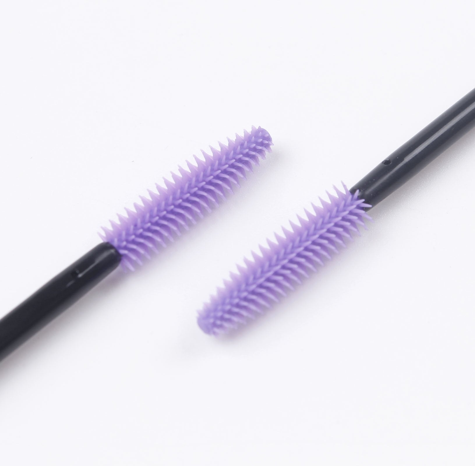 BIHRTC Pack of 100 One-Off Disposable Silicone Eyelash Mascara Brushes Wands Applicator Eyebrow Brush Makeup Tool Kit Set (Tower Shape - Black+Purple)