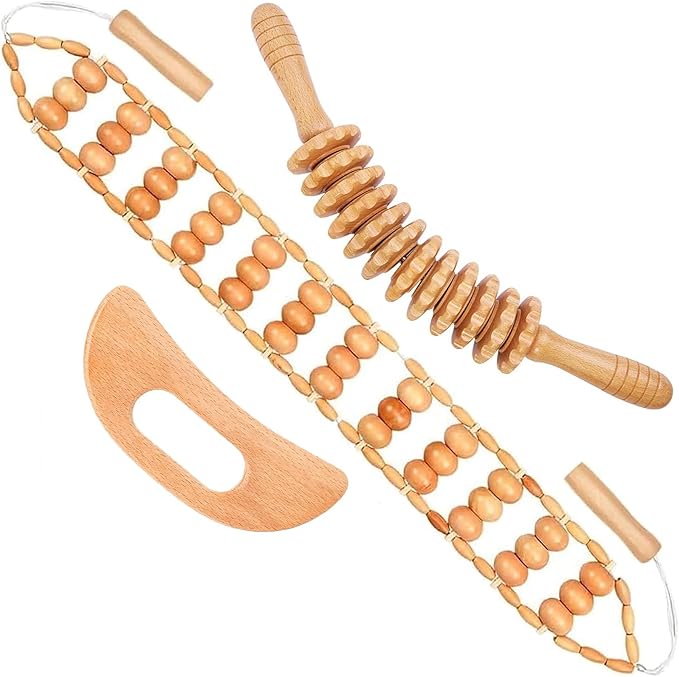 Toyven 3Pcs Wood Therapy Massage Tools Set for Body Sculpting