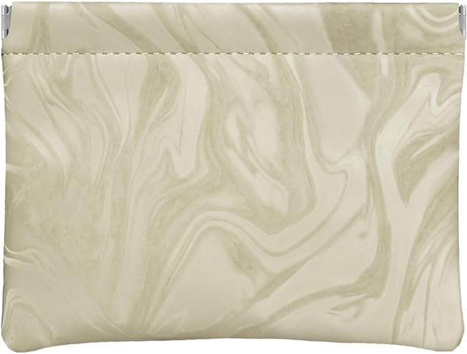 Ksriylm PU Leather Makeup Pouch Set for Women Small Make Up Bag for Purse Waterproof Initial Makeup Cosmetic Bags Pouches for Purse Aesthetic Travel Toiletry Bag,Elegant Wave Khaki
