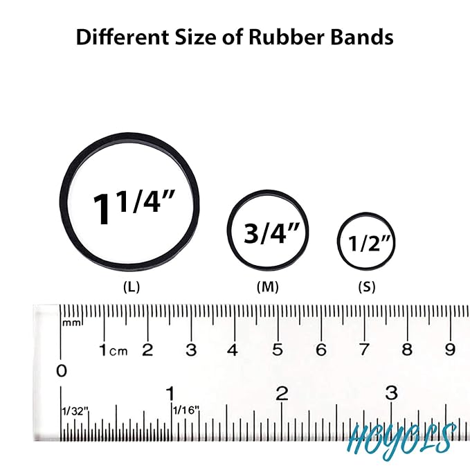 HOYOLS Large Rubber Bands for Hair, 1 1/4 Inches Black Hair Ties
