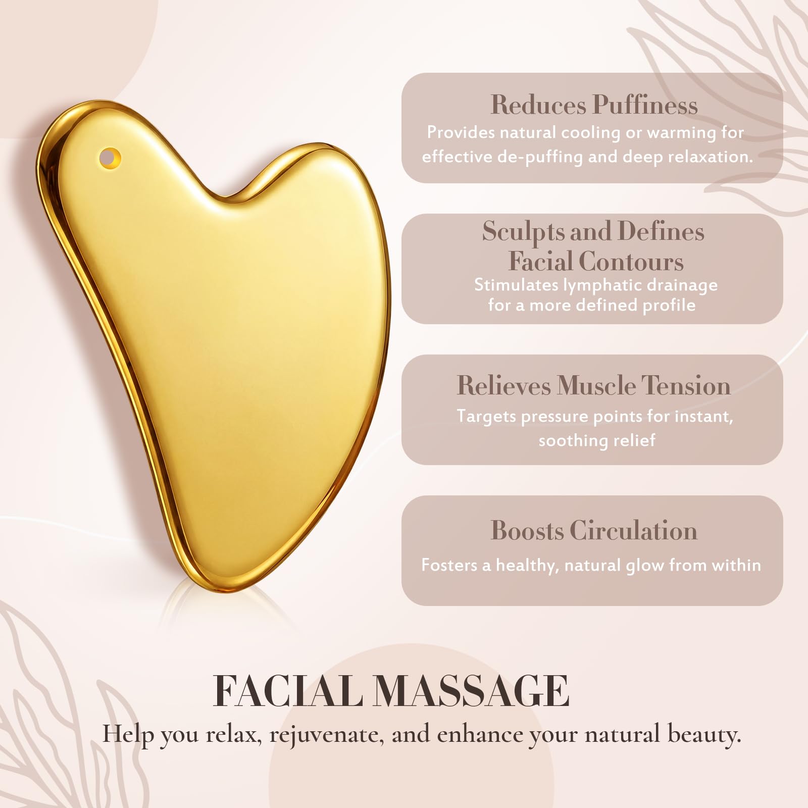 Nuanchu 304 Stainless Steel Gua Sha Facial Tool Gold