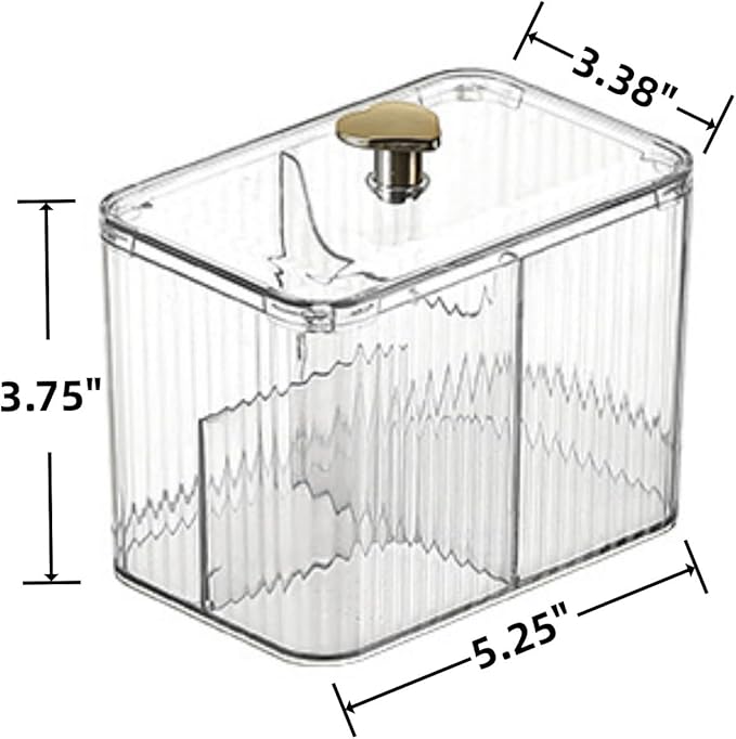 OIWTLIFE Cotton Swab Holder Cotton Pad Holder with 3 Compartments Clear Bathroom Vanity Storage Organizer