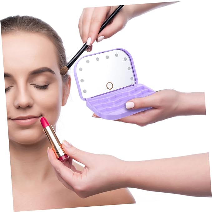 Beavorty Portable LED Lash Tray Eyelash Storage Case with Mirror Lightweight False Eyelash Holder for Travel and Professional Use Compact Purple Box Organizer