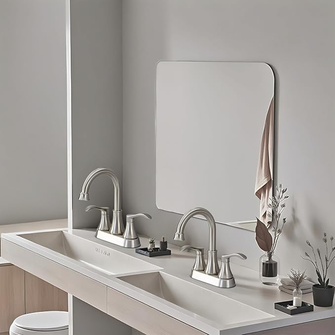 Brushed Nickel Bathroom Sink Faucets, 360° Swivel High-Arc Spout 2-Handle 4 Inch Centerset Lavatory Vanity Faucets Set for Bathroom Sink with Drain & Water Hoses, 2 Pack, VLSZST050L-2
