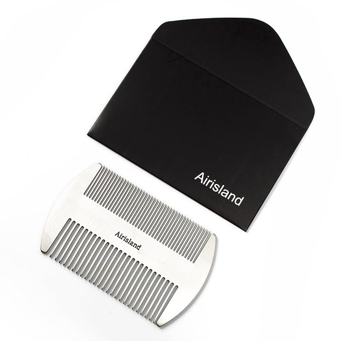 Airisland Dual Action Stainless Steel EDC Credit Card Size Wallet Comb - Anti-Static Hair and Beard Comb for Men